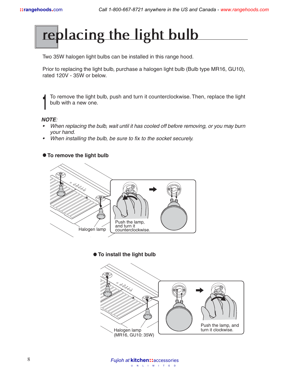 Replacing the light bulb | Fujioh BUF-011 User Manual | Page 8 / 12