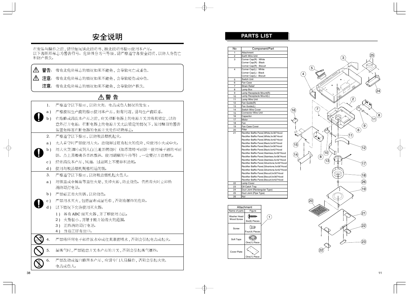 Parts list | Fujioh FSR-4200 User Manual | Page 11 / 48