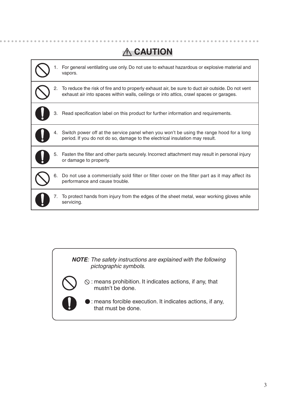 Caution | Fujioh ECW-360 User Manual | Page 3 / 12