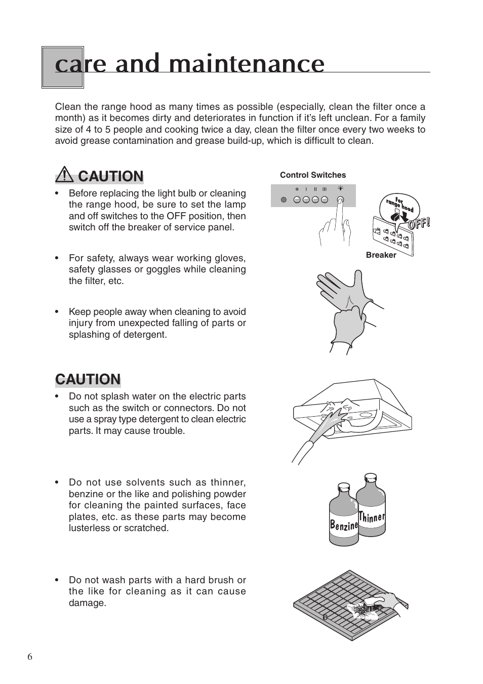 Care and maintenance, Caution | Fujioh ECW-360 User Manual | Page 6 / 12