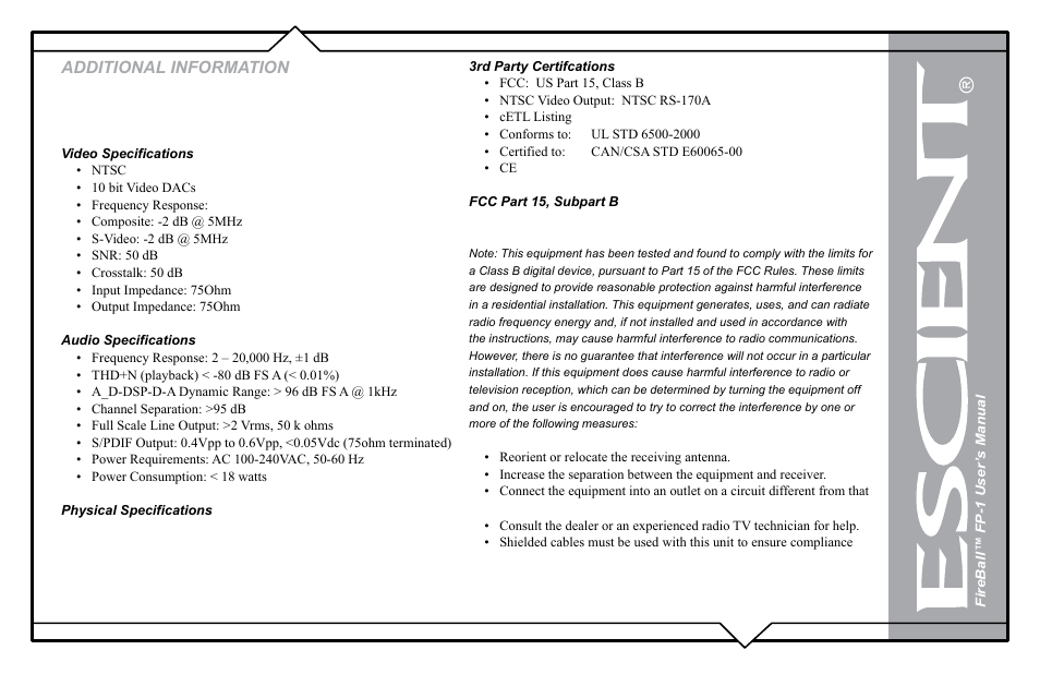 Additional information | Flying Pig Systems FireBallTM FP-1 User Manual | Page 76 / 77