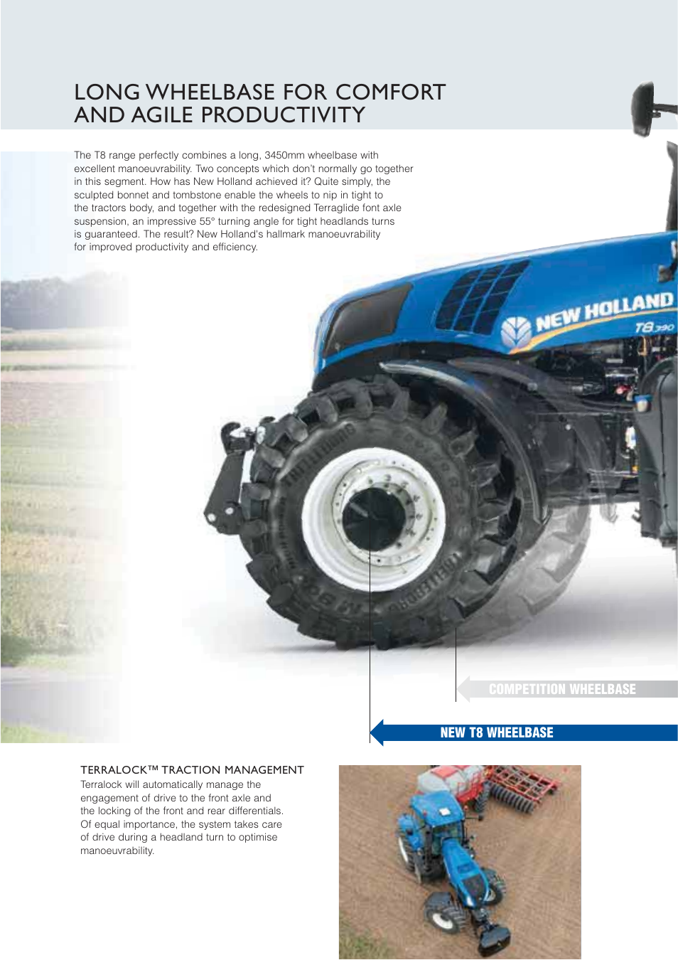 Long wheelbase for comfort and agile productivity | FIAT NEW HOLLAND T8.33O User Manual | Page 17 / 26