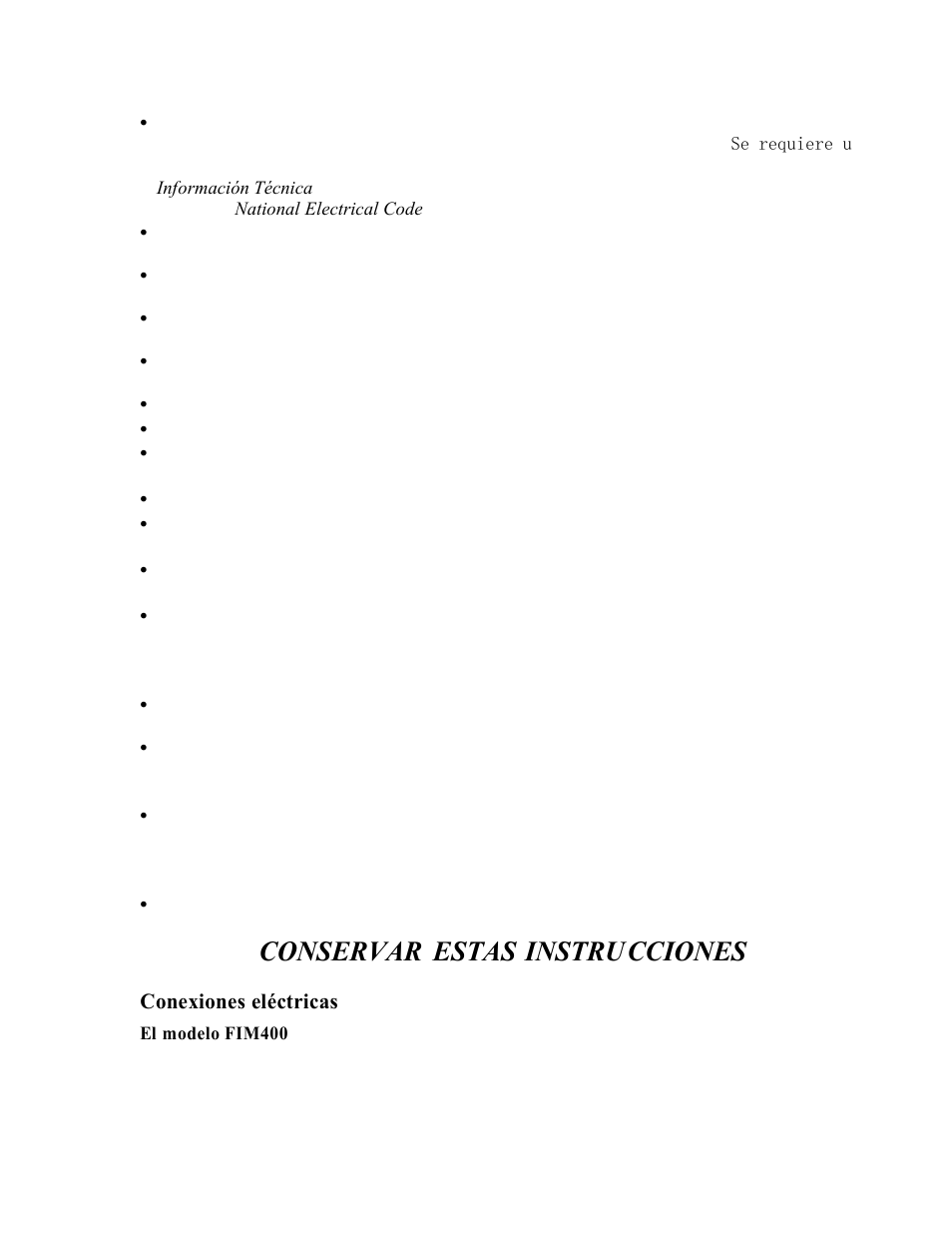 Conservar estas instrucciones, Conexiones eléctricas | Franklin Industries, L.L.C. FIM400 User Manual | Page 27 / 72
