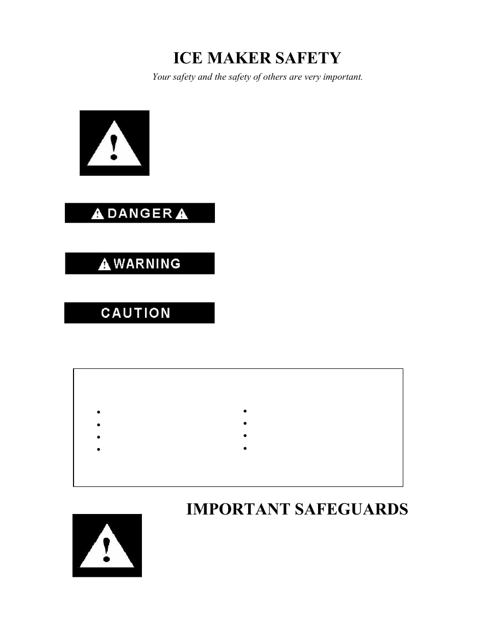 Ice maker safety, Important safeguards | Franklin Industries, L.L.C. FIM400 User Manual | Page 3 / 72