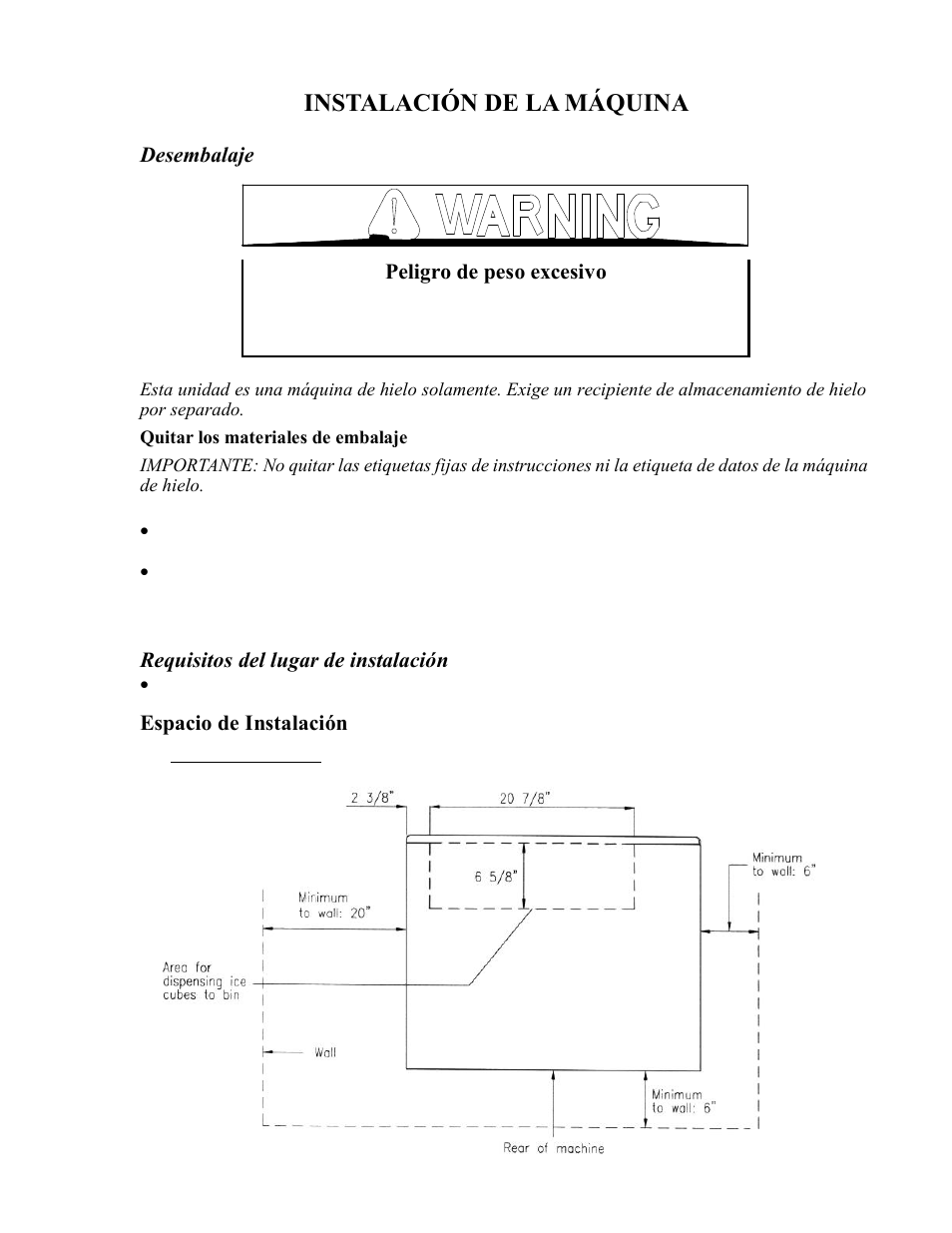 Instalación de la máquina 0000 | Franklin Industries, L.L.C. FIM400 User Manual | Page 31 / 72