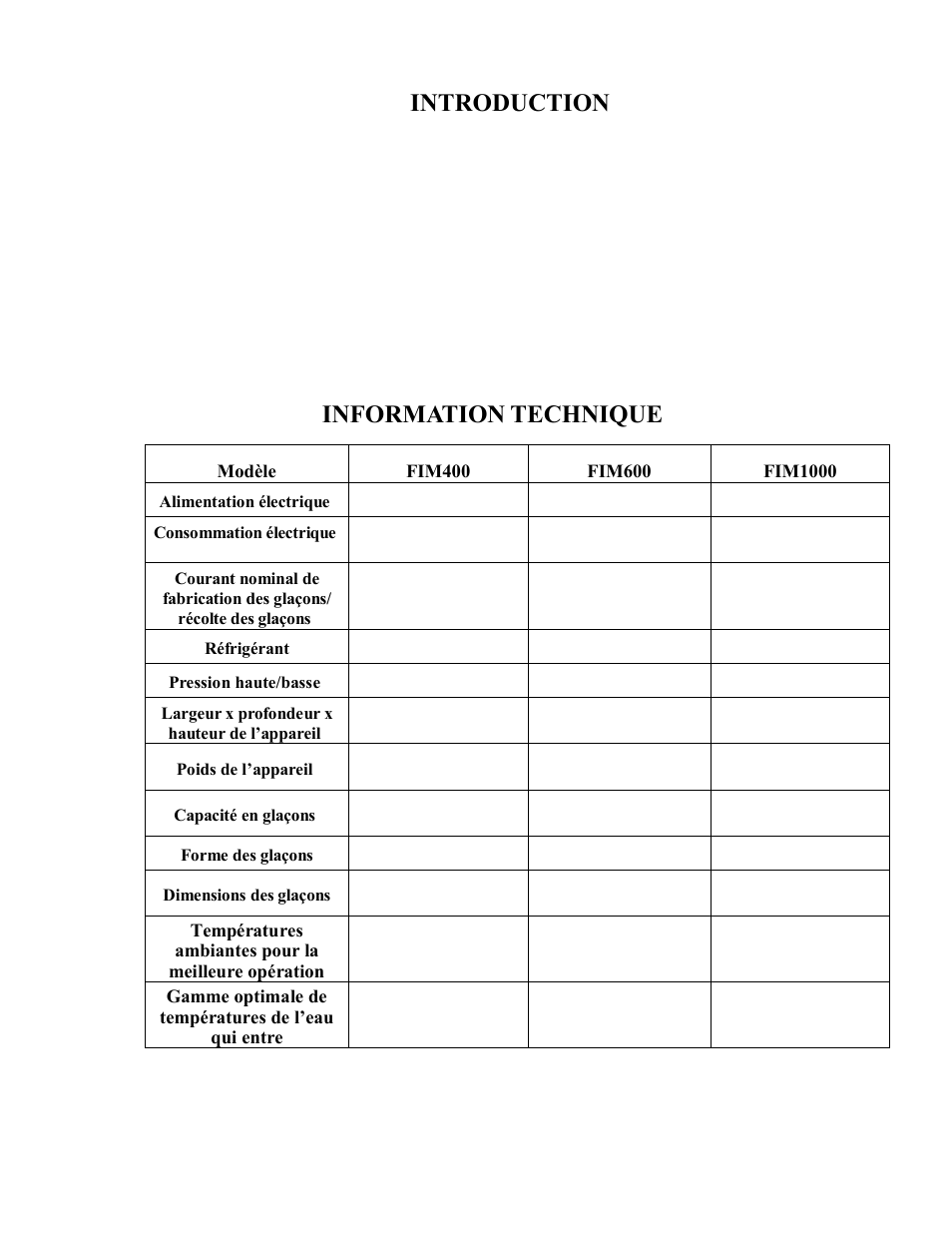 Introduction 0000, Information technique 0000 | Franklin Industries, L.L.C. FIM400 User Manual | Page 52 / 72