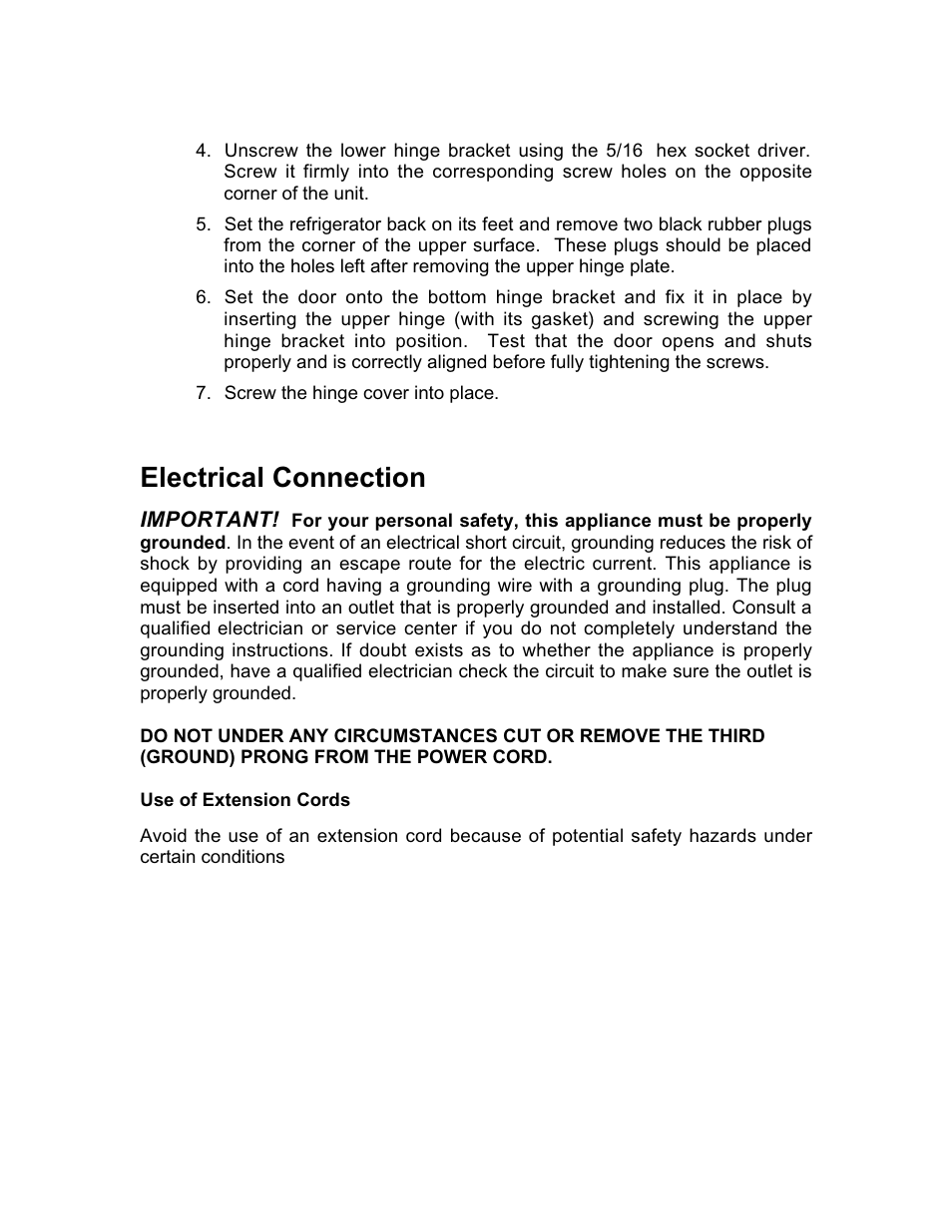 Electrical connection | Franklin Industries, L.L.C. FCR36OD User Manual | Page 7 / 25