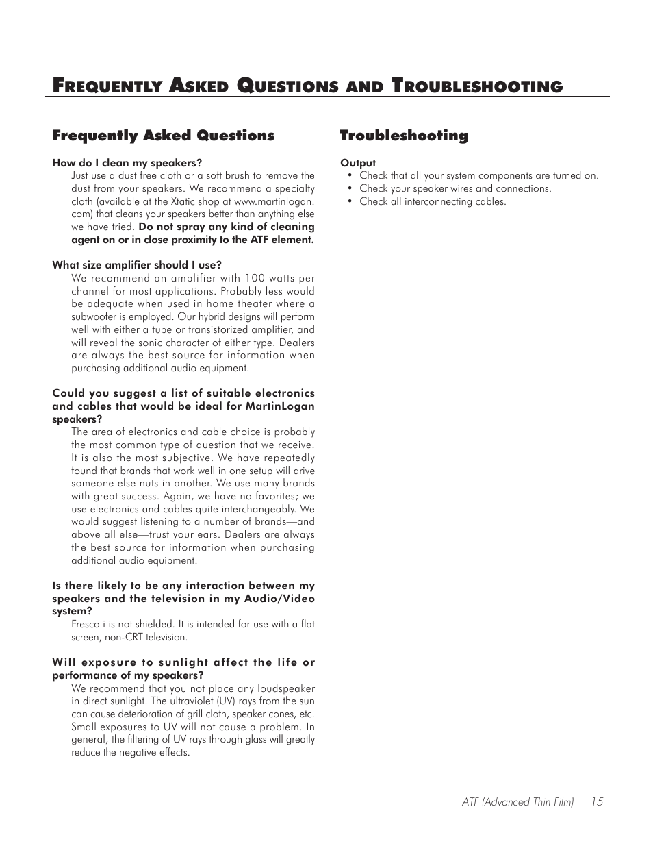 Faq and troubleshooting | Fresco Speaker User Manual | Page 15 / 20