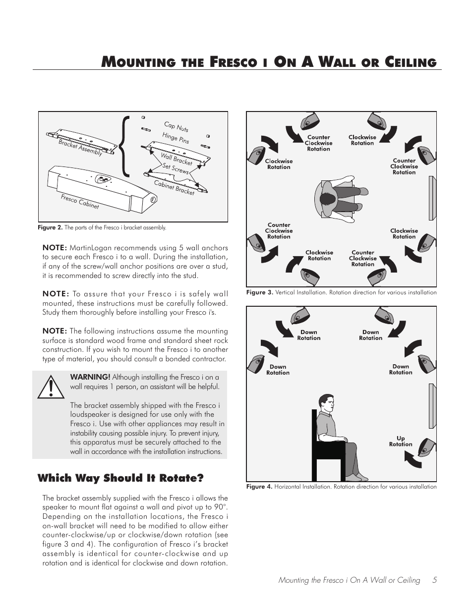 Mounting the fresco i on a wall or ceiling, Which way should it rotate | Fresco Speaker User Manual | Page 5 / 20