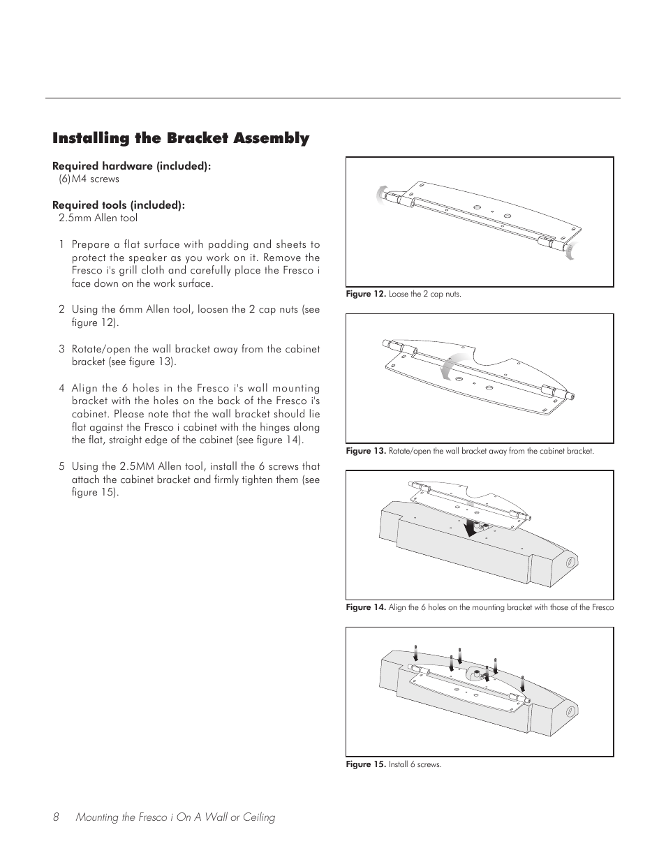 Installing the bracket assembly | Fresco Speaker User Manual | Page 8 / 20