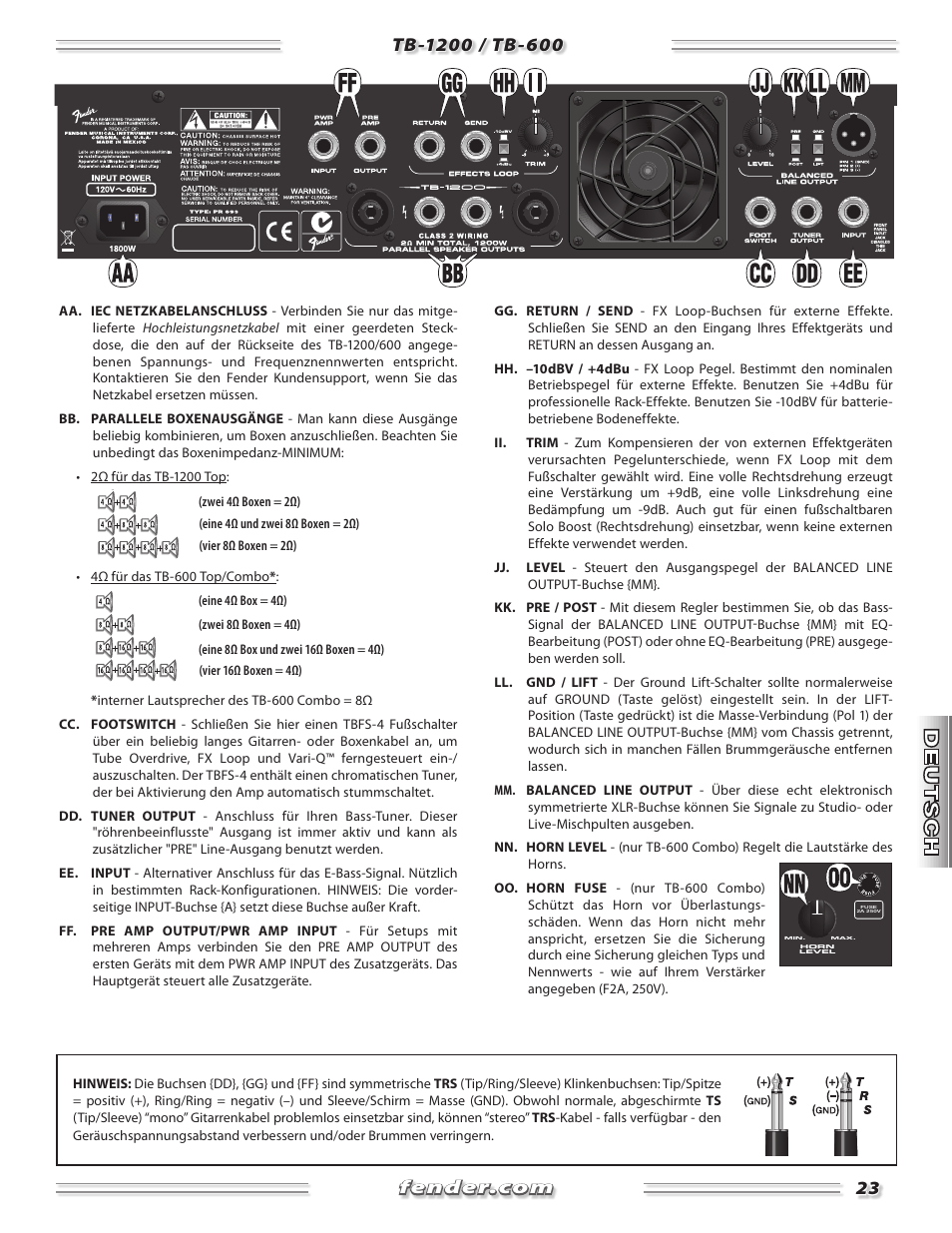 Fender TB-1200 User Manual | Page 23 / 36