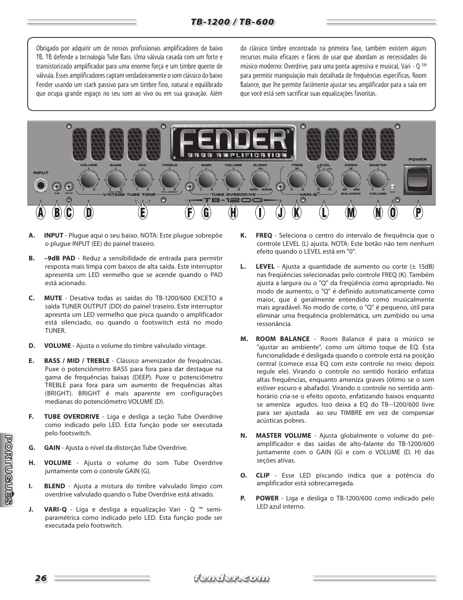 Fender TB-1200 User Manual | Page 26 / 36