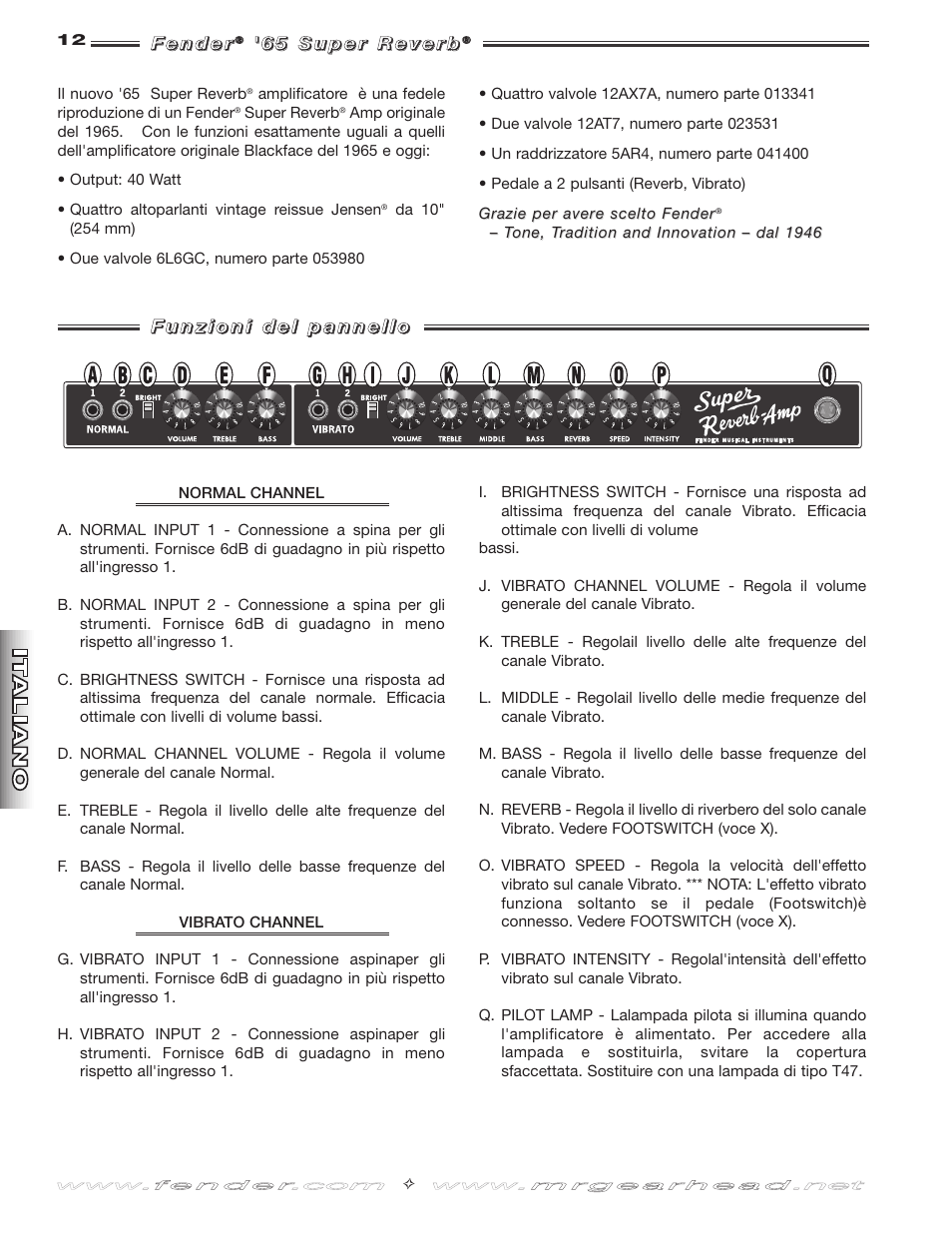 Fender 65 Super Reverb -Amp User Manual | Page 12 / 20