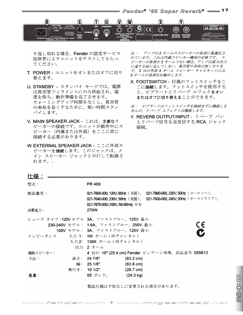 Fender 65 Super Reverb -Amp User Manual | Page 17 / 20