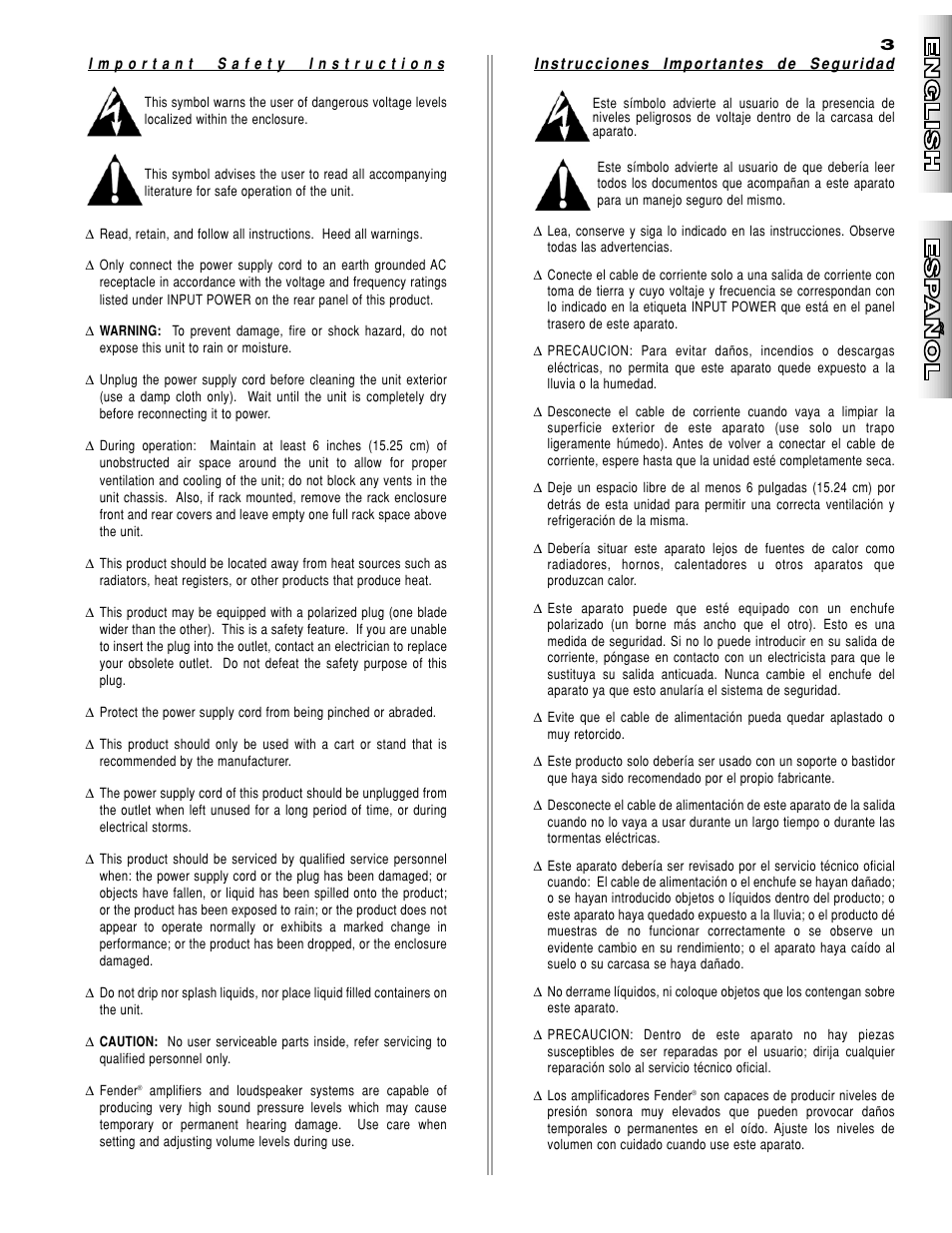 Fender Stage 1000 User Manual | Page 3 / 20