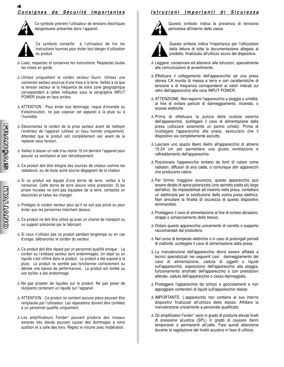 Fender Stage 1000 User Manual | Page 4 / 20