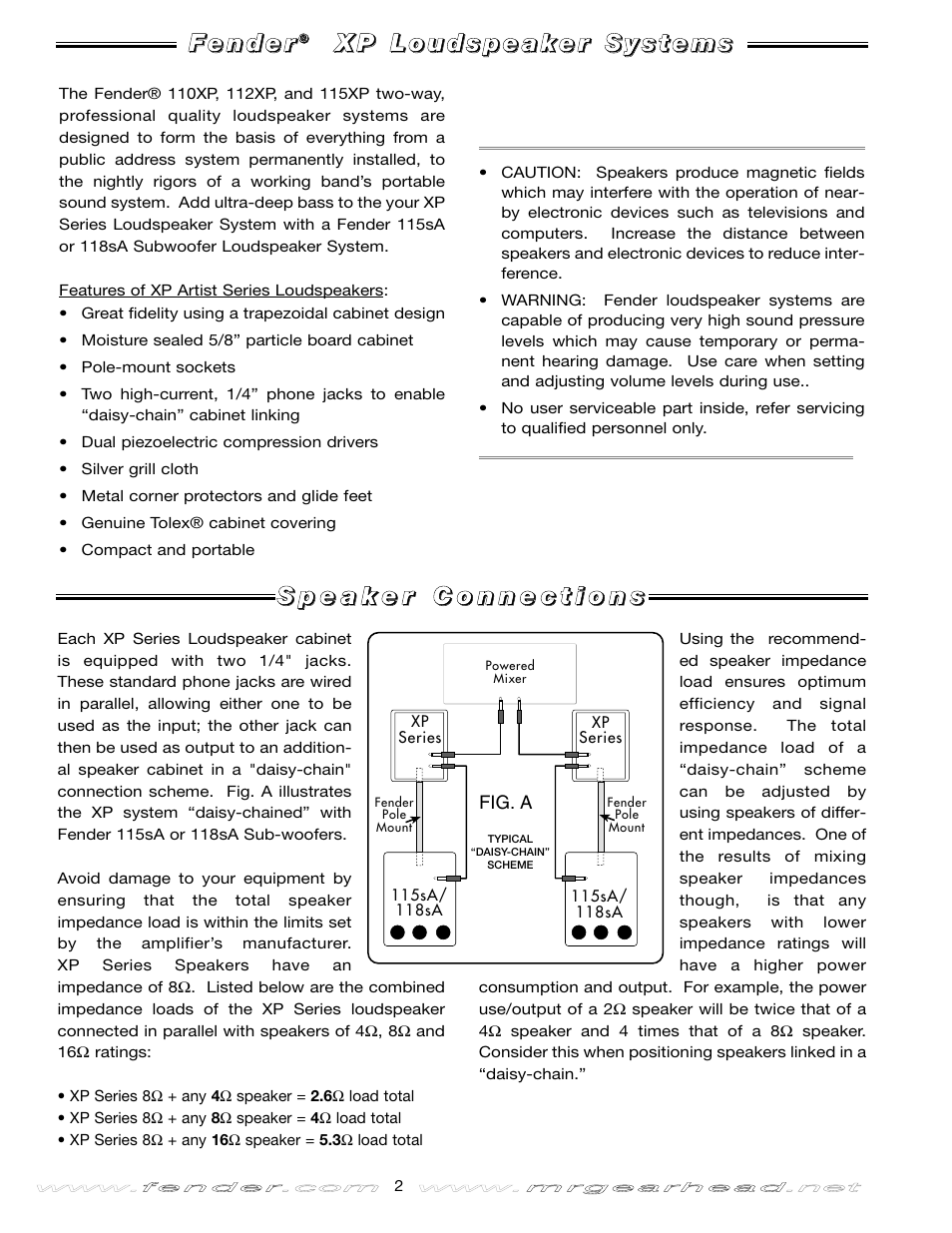 Fender 115XP User Manual | Page 2 / 4