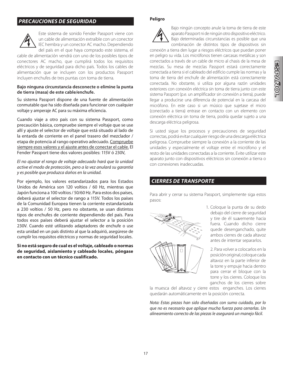 Fender Passport Portable Sound Systems PD250 Plus User Manual | Page 17 / 76
