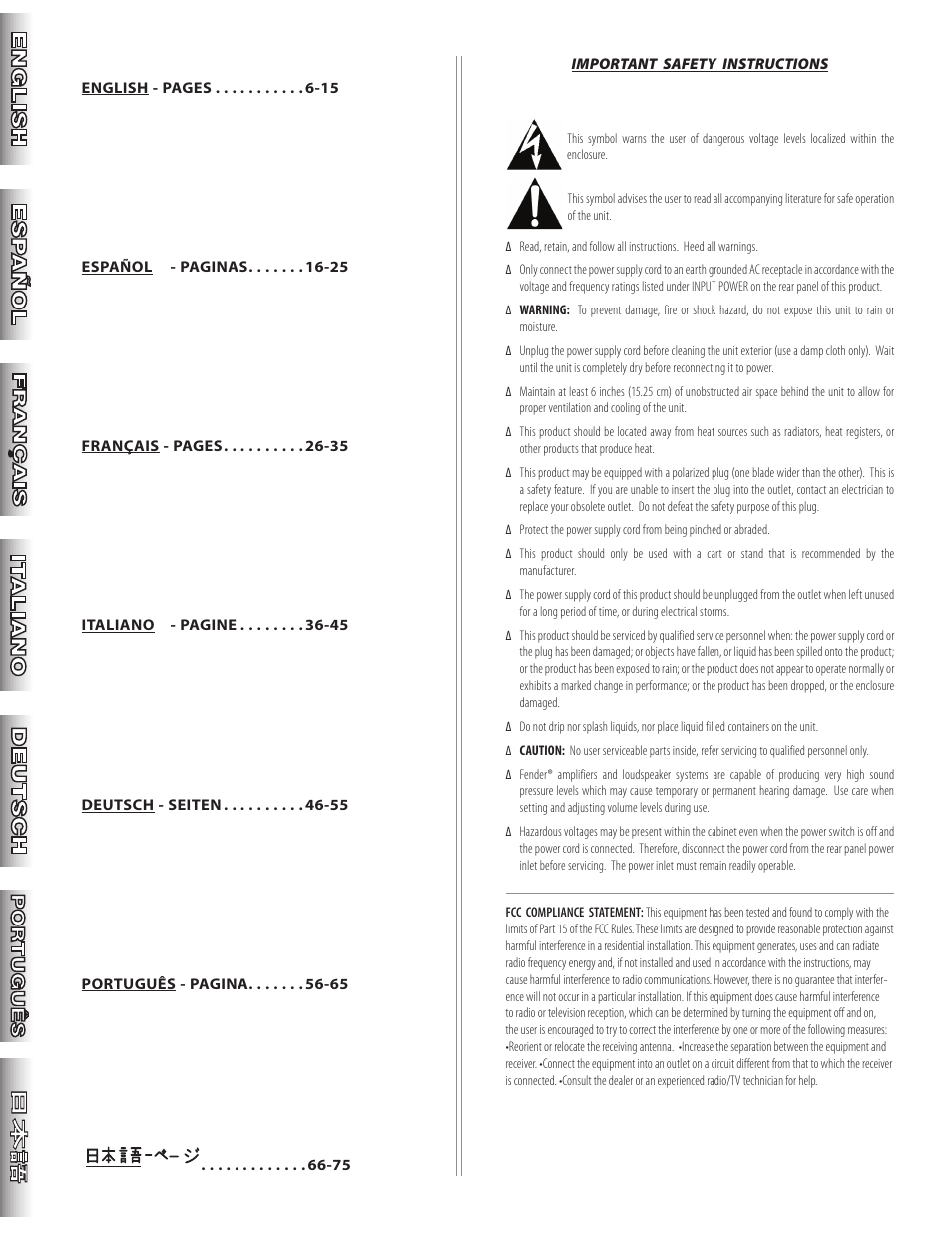 Fender Passport Portable Sound Systems PD250 Plus User Manual | Page 2 / 76