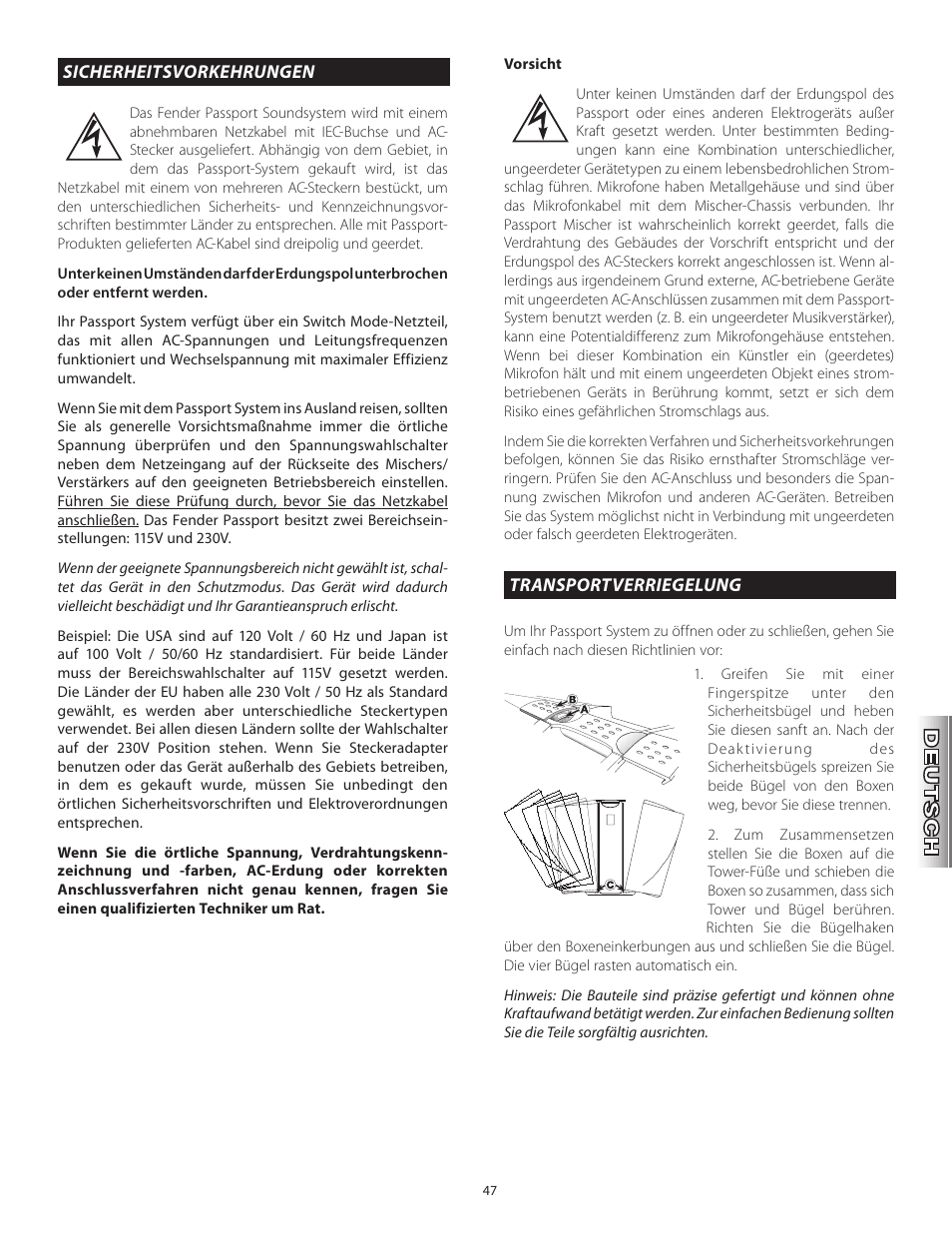 Fender Passport Portable Sound Systems PD250 Plus User Manual | Page 47 / 76