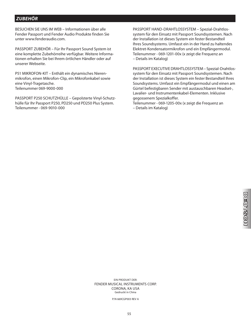 Fender Passport Portable Sound Systems PD250 Plus User Manual | Page 55 / 76