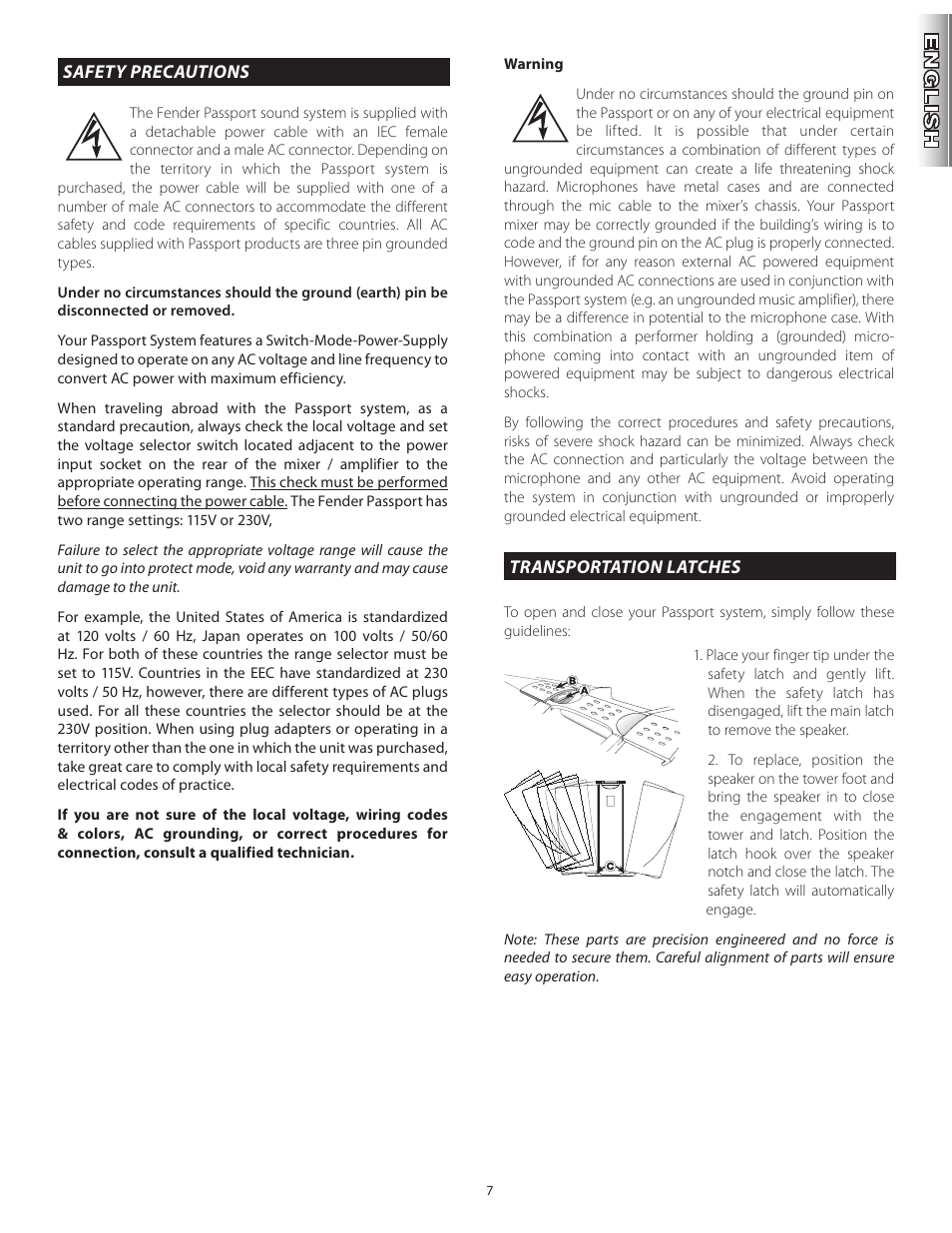Fender Passport Portable Sound Systems PD250 Plus User Manual | Page 7 / 76