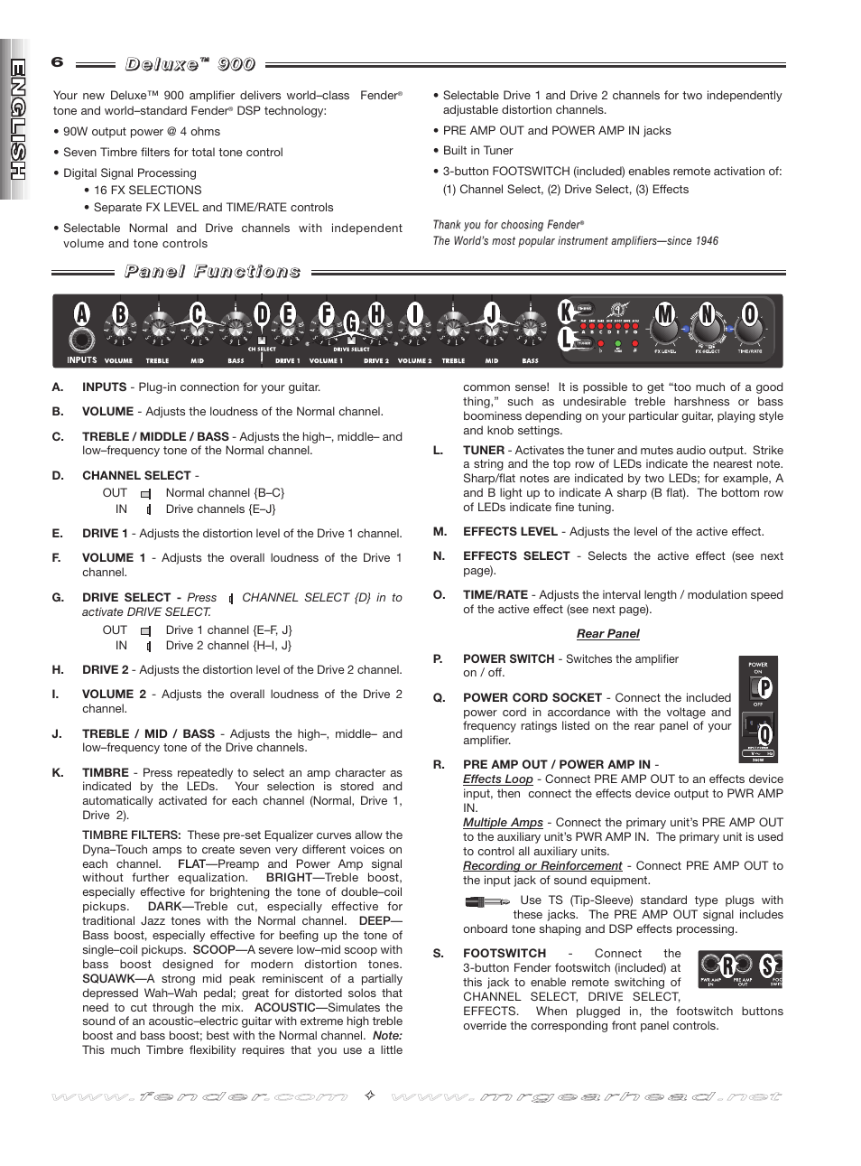 Fender Deluxe 900 User Manual | Page 6 / 20