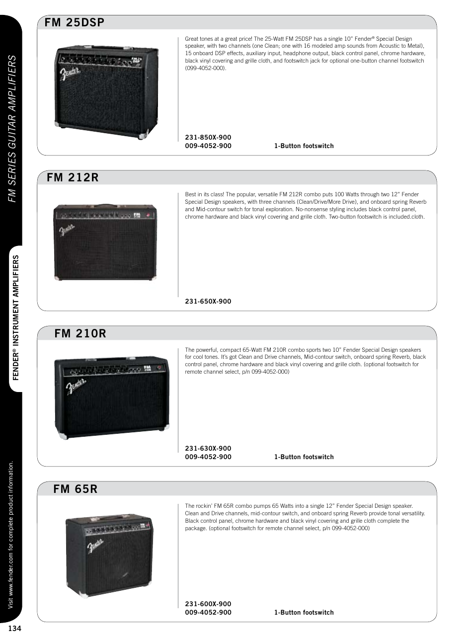 Fm 212r, Fm 210r, Fm 25dsp | Fm 65r, Fm series guit ar amplifiers | Fender Custom series guitar amplifiers User Manual | Page 13 / 20