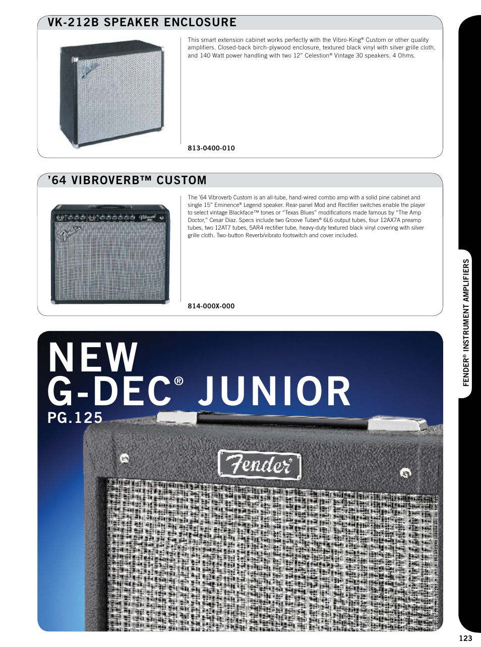 New g-dec, Junior, Pg.125 | Fender Custom series guitar amplifiers User Manual | Page 2 / 20