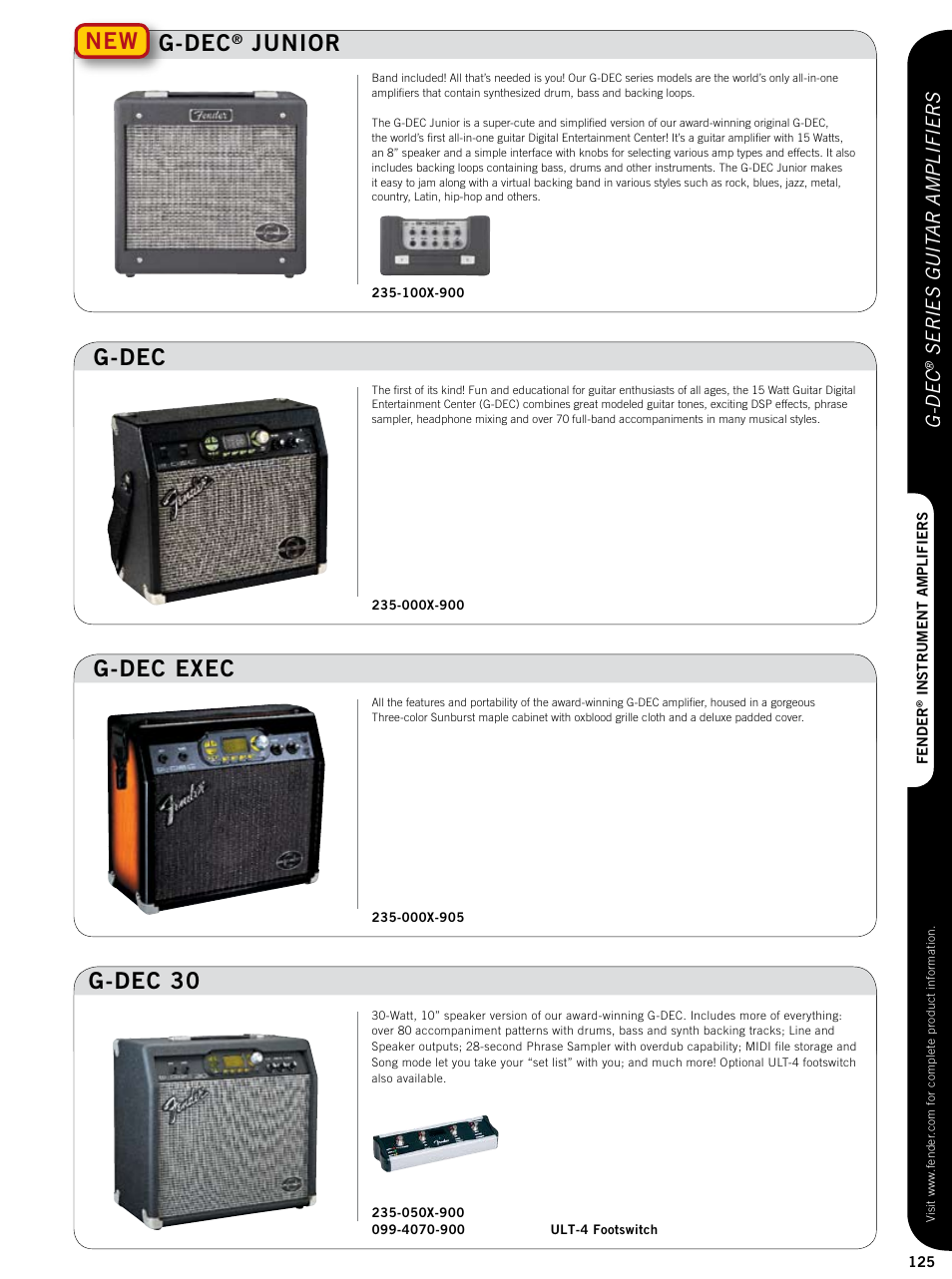 G-dec 30 g-dec exec g-dec, New g-dec, Junior | G-dec, Series guit ar amplifiers | Fender Custom series guitar amplifiers User Manual | Page 4 / 20