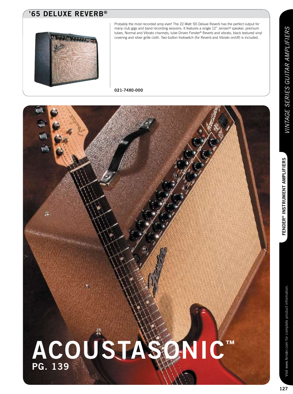 Acoustasonic, Pg. 139, 65 deluxe reverb | Vint age series guit ar amplifiers | Fender Custom series guitar amplifiers User Manual | Page 6 / 20