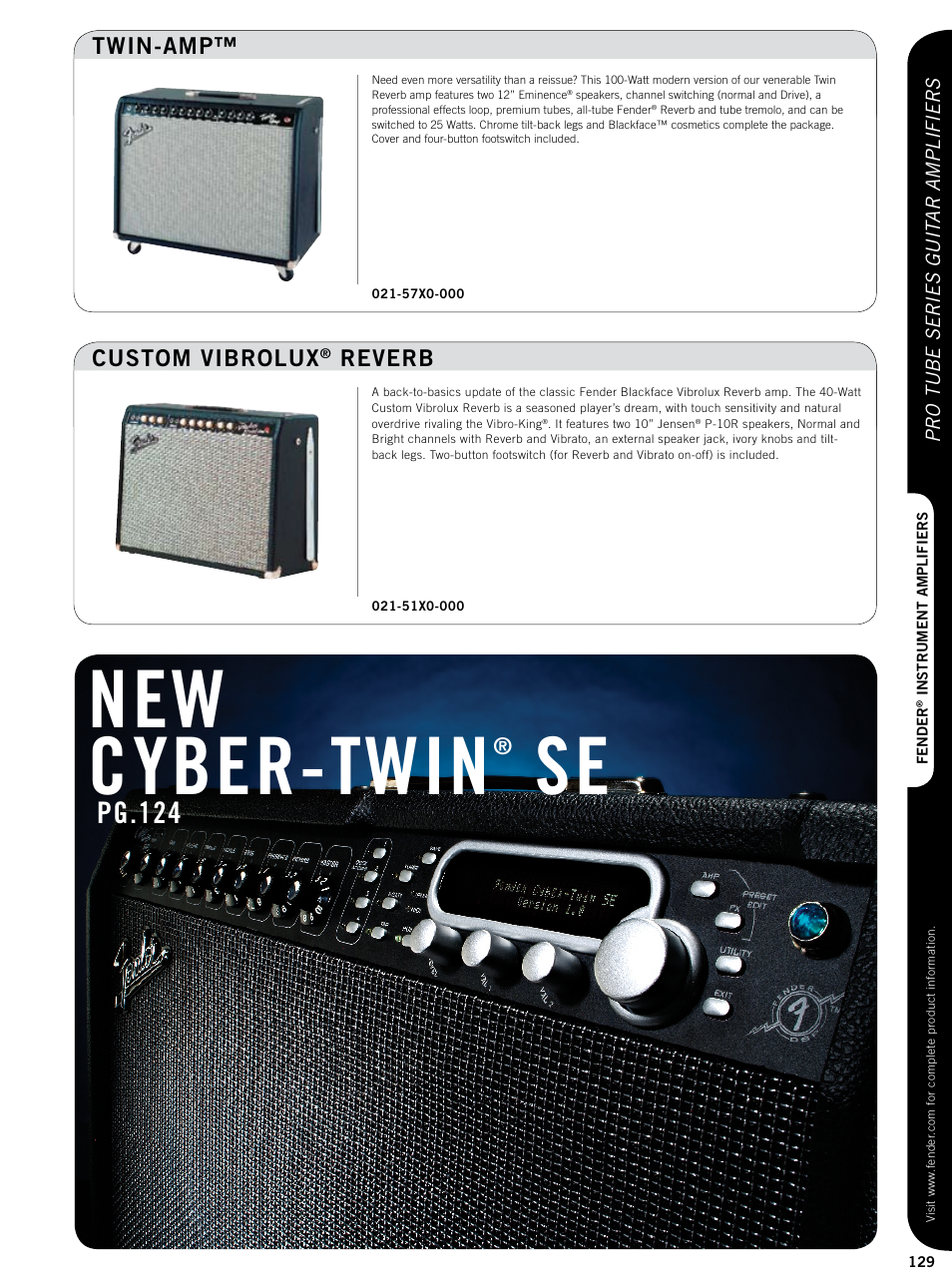 New cyber-twin, Pg.124, Custom vibrolux | Reverb twin-amp | Fender Custom series guitar amplifiers User Manual | Page 8 / 20