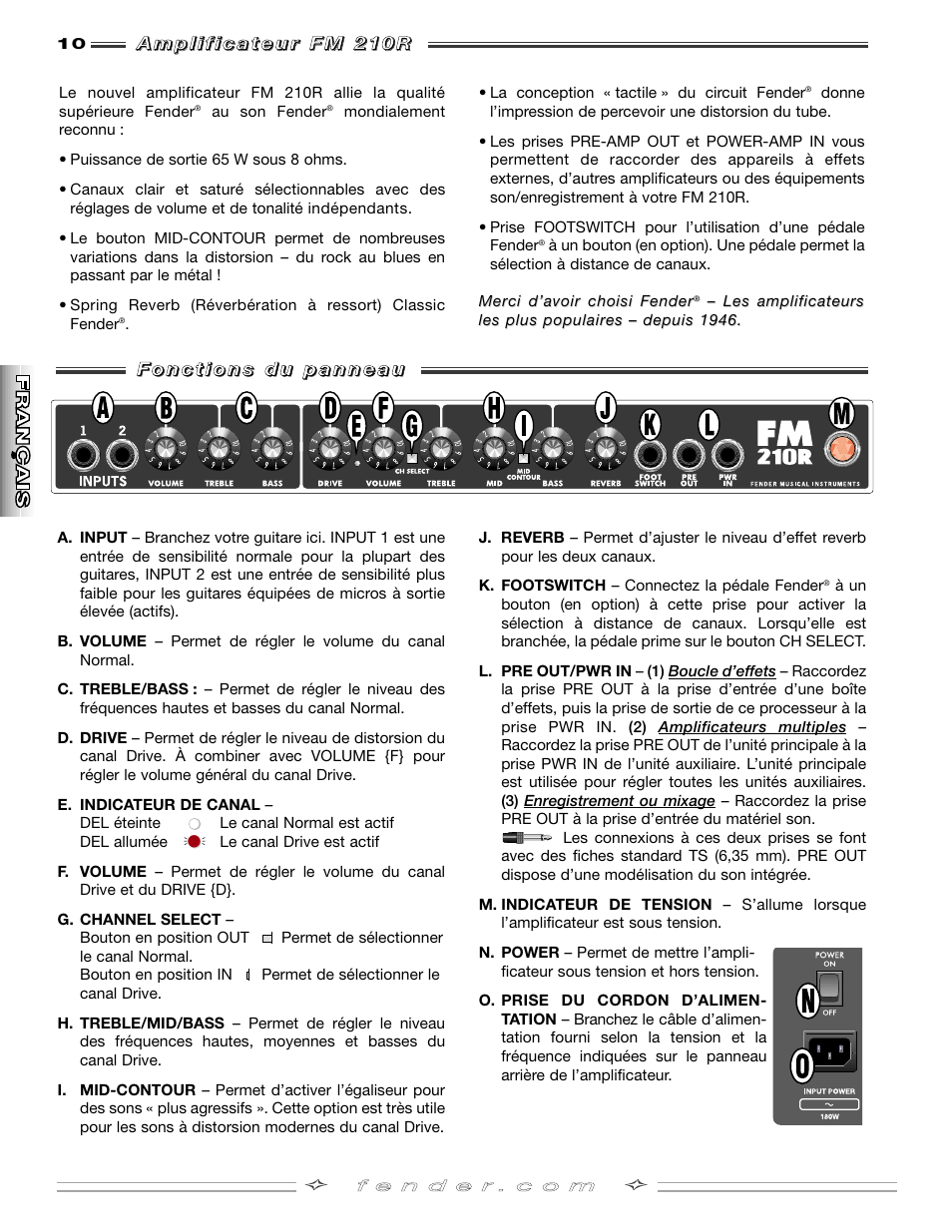 Fender FM 210R User Manual | Page 10 / 20