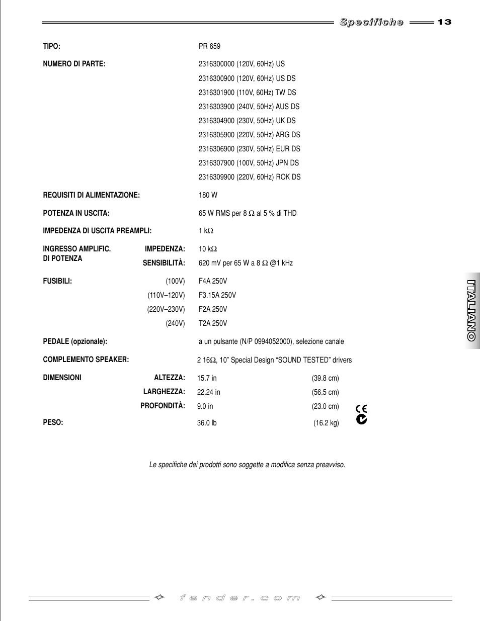 Fender FM 210R User Manual | Page 13 / 20