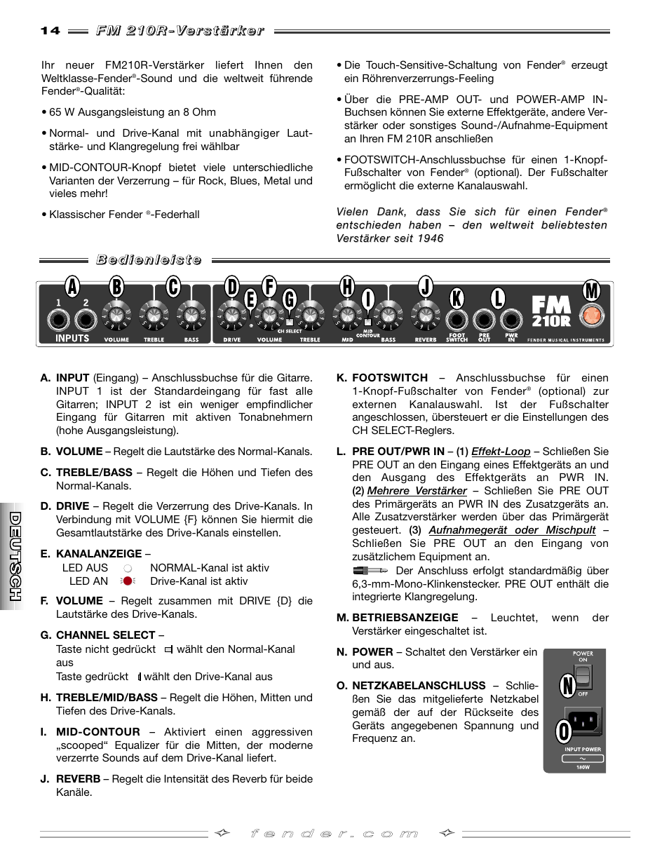 Fender FM 210R User Manual | Page 14 / 20