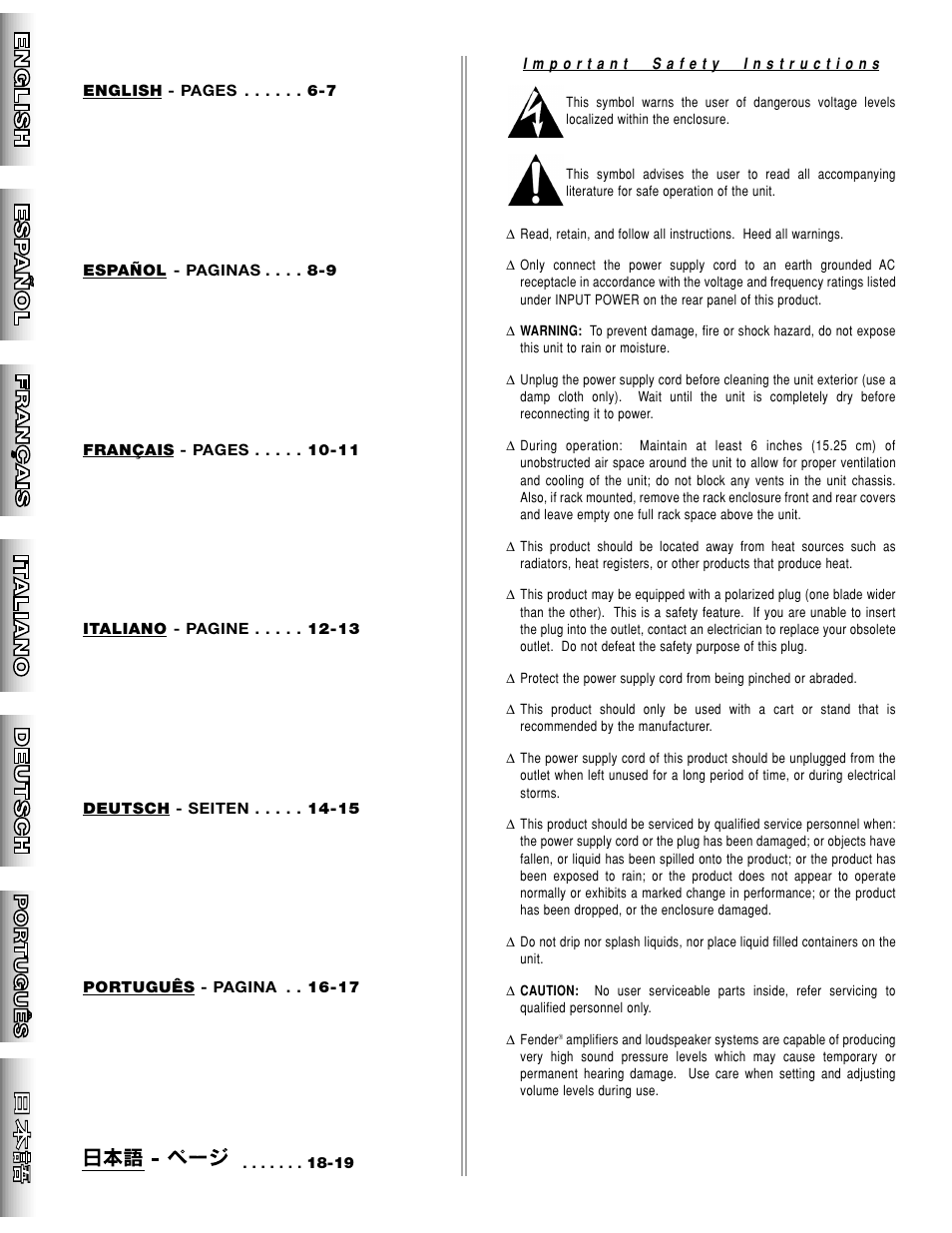 Fender FM 210R User Manual | Page 2 / 20