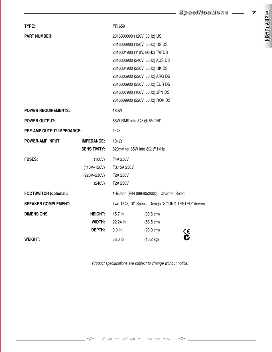 Fender FM 210R User Manual | Page 7 / 20