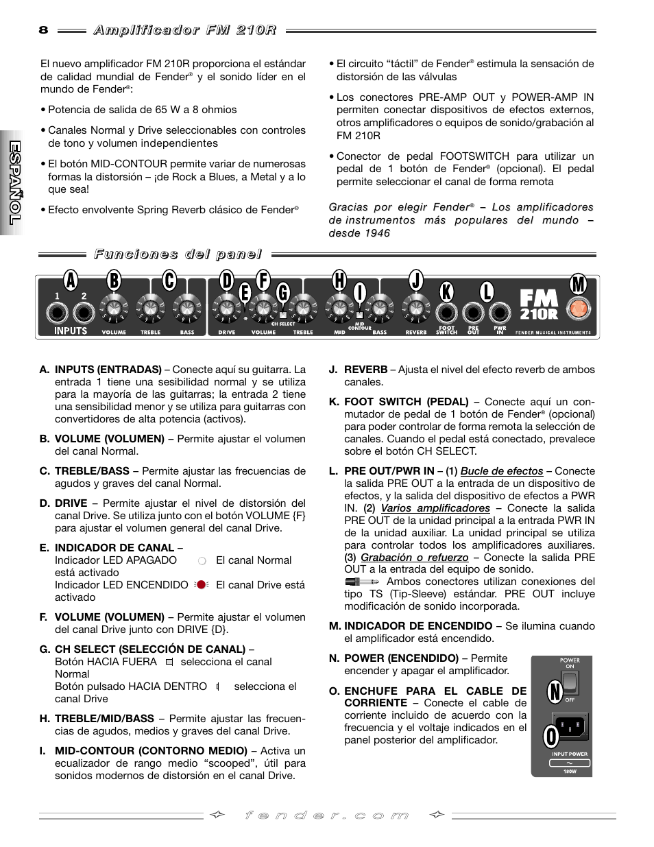 Fender FM 210R User Manual | Page 8 / 20