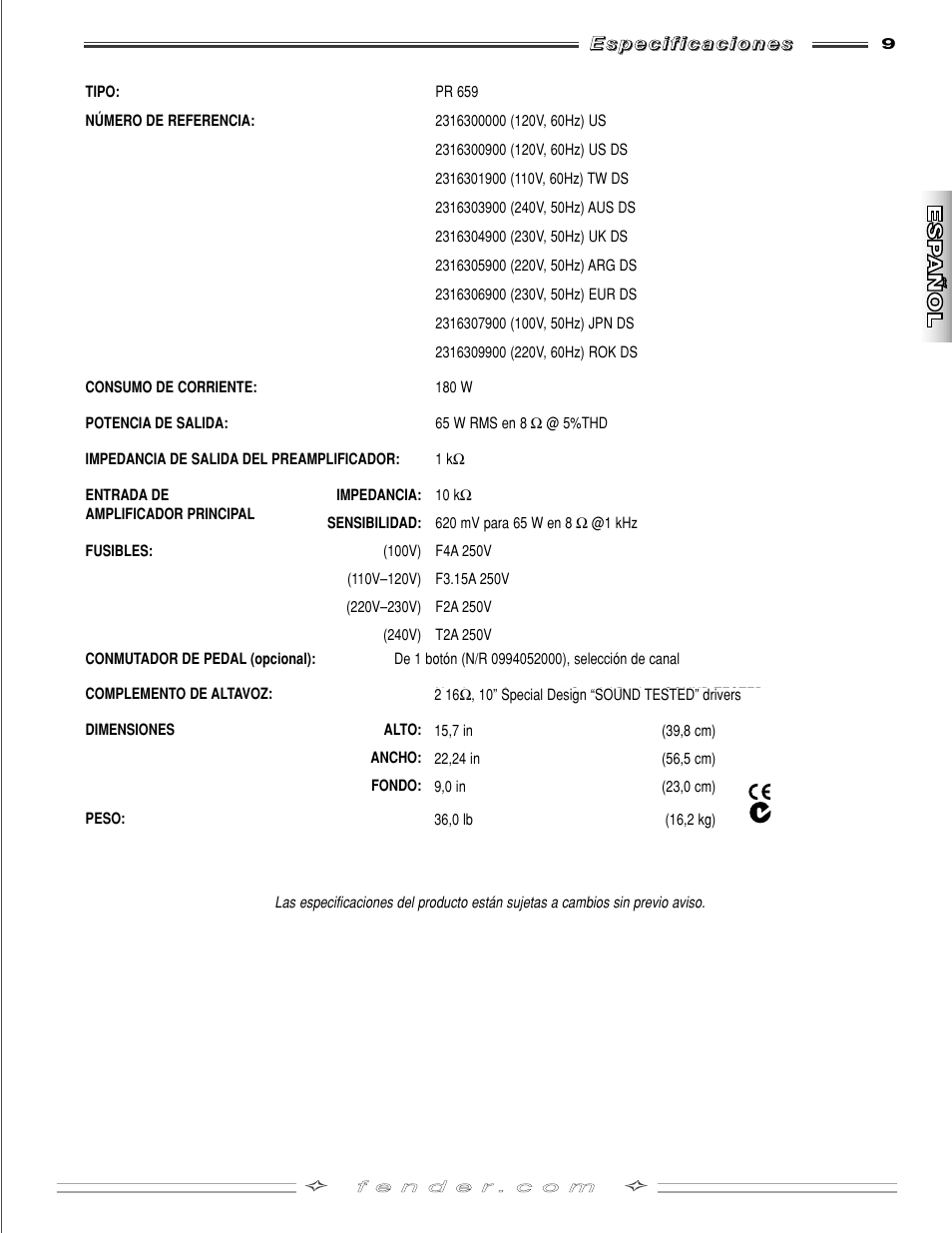 Fender FM 210R User Manual | Page 9 / 20