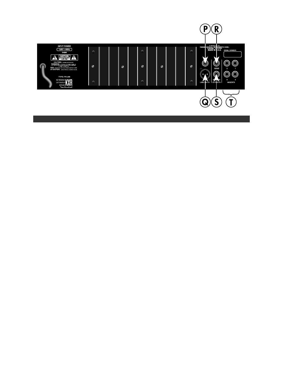 Kxr 200 rear panel | Fender KXR 200 User Manual | Page 5 / 7