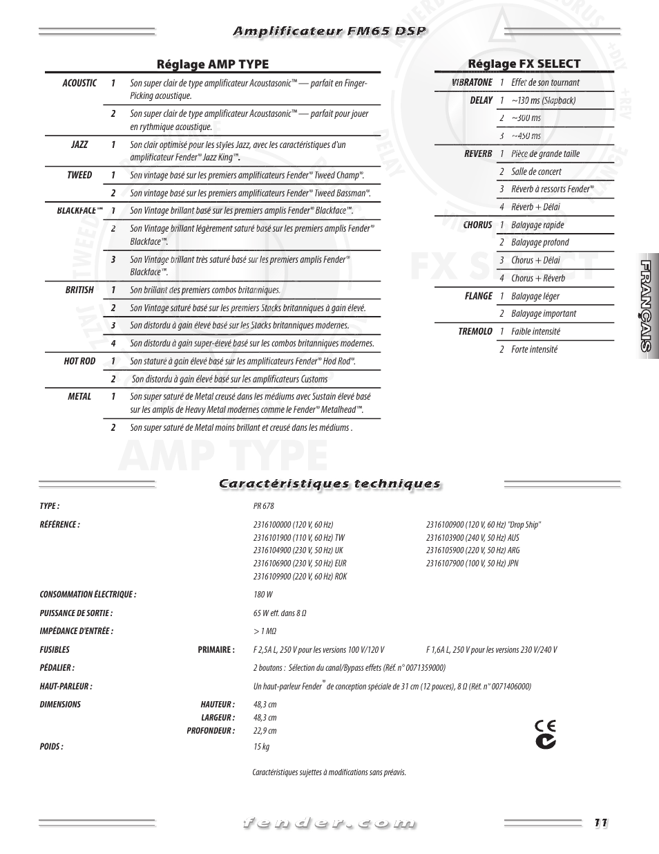 Fender FM 65 DSP User Manual | Page 11 / 20