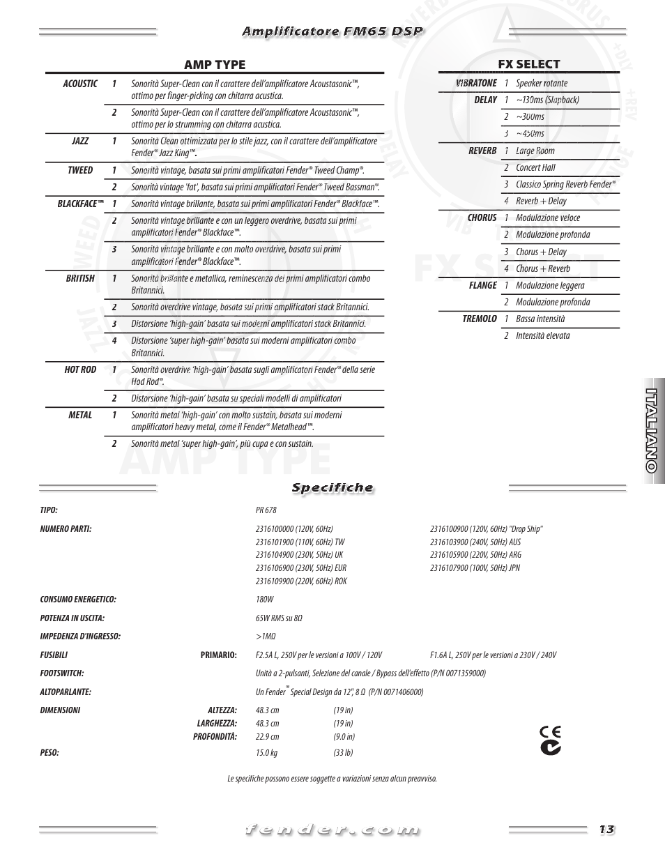 Fender FM 65 DSP User Manual | Page 13 / 20