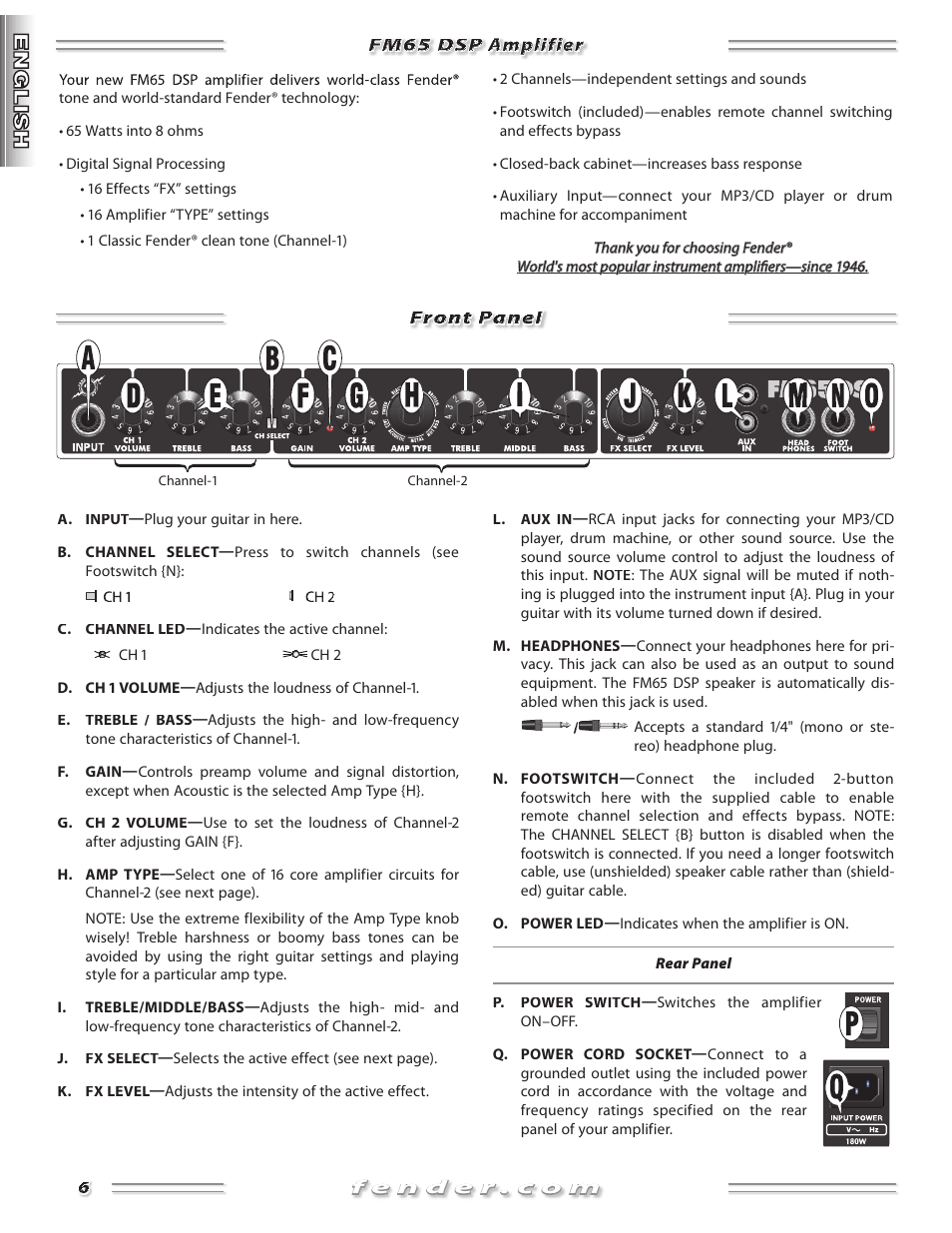 Fender FM 65 DSP User Manual | Page 6 / 20