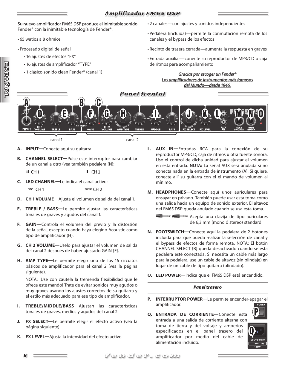 Fender FM 65 DSP User Manual | Page 8 / 20