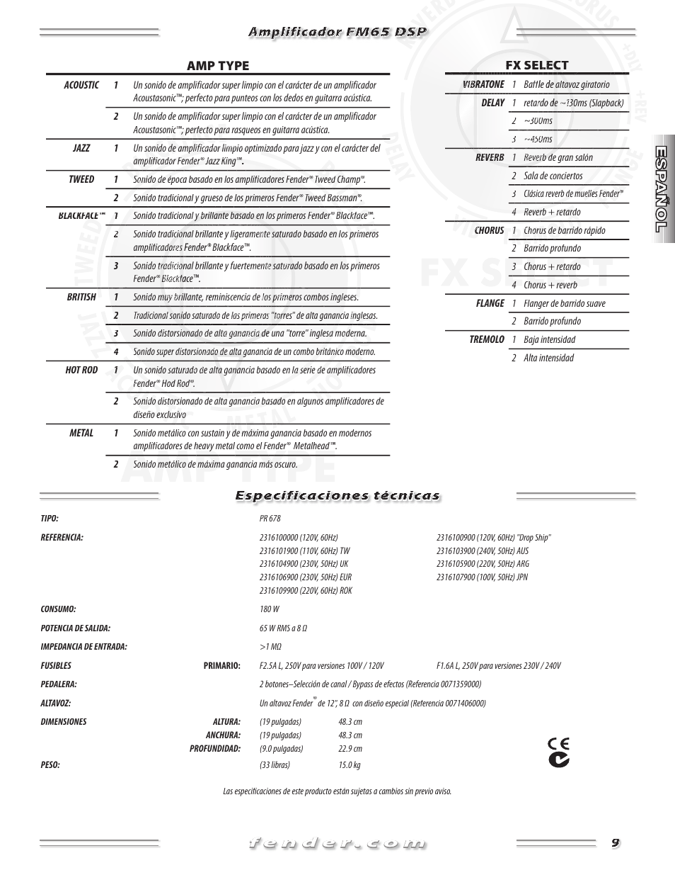 Fender FM 65 DSP User Manual | Page 9 / 20