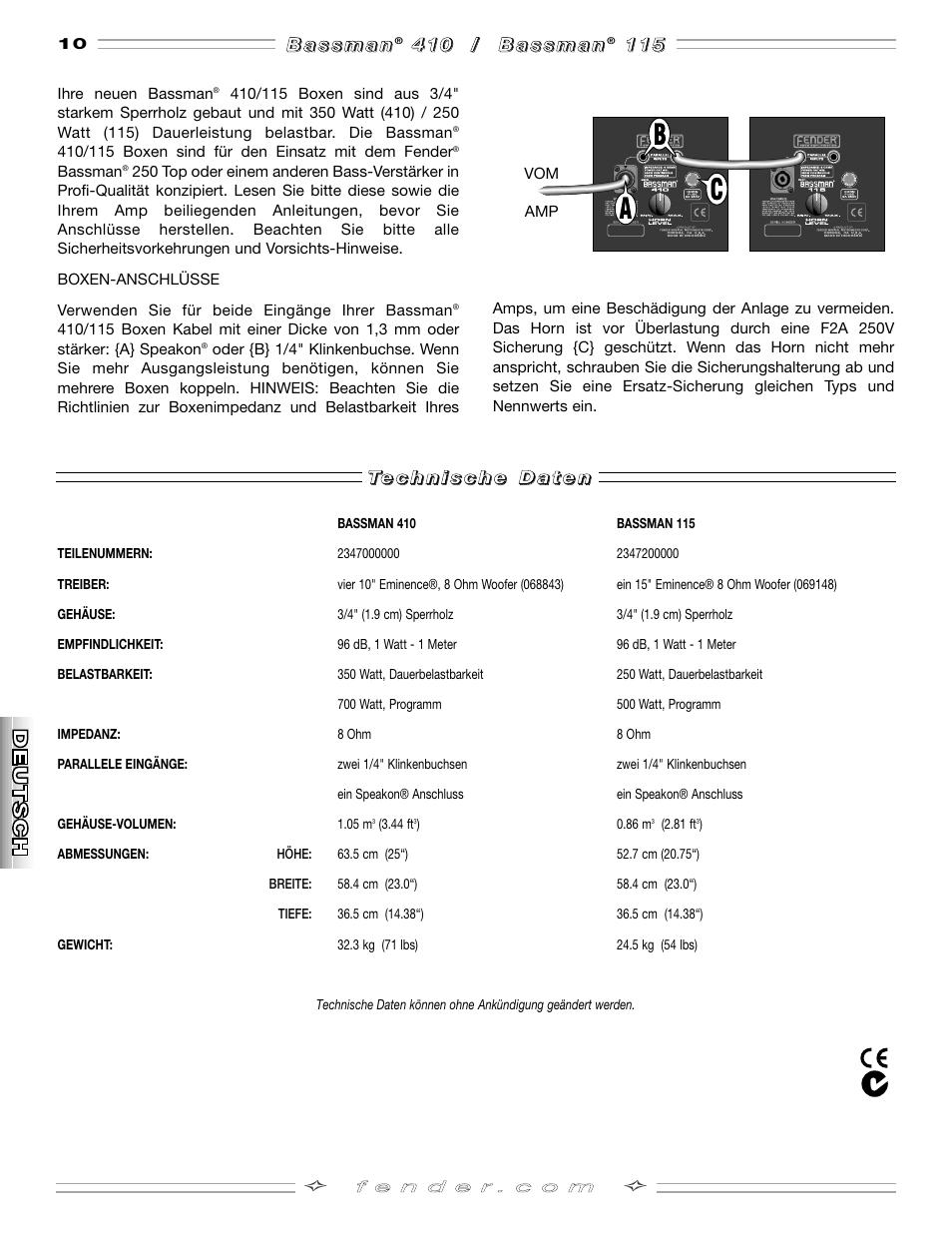 Fender Bassman 410 User Manual | Page 10 / 16