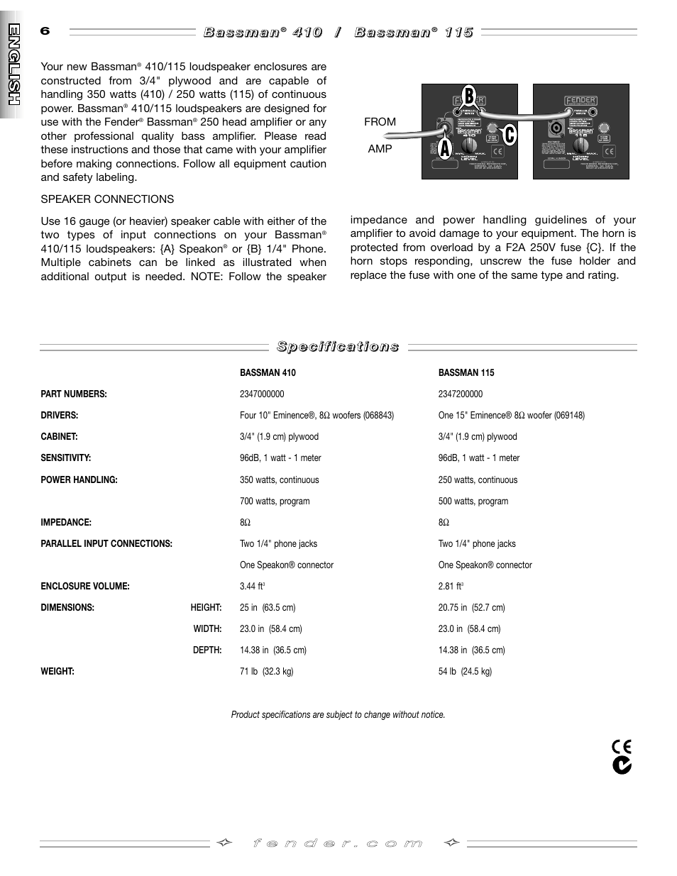 Fender Bassman 410 User Manual | Page 6 / 16