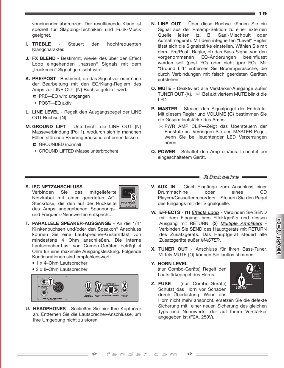 Fender BASSMAN 250 User Manual | Page 19 / 28