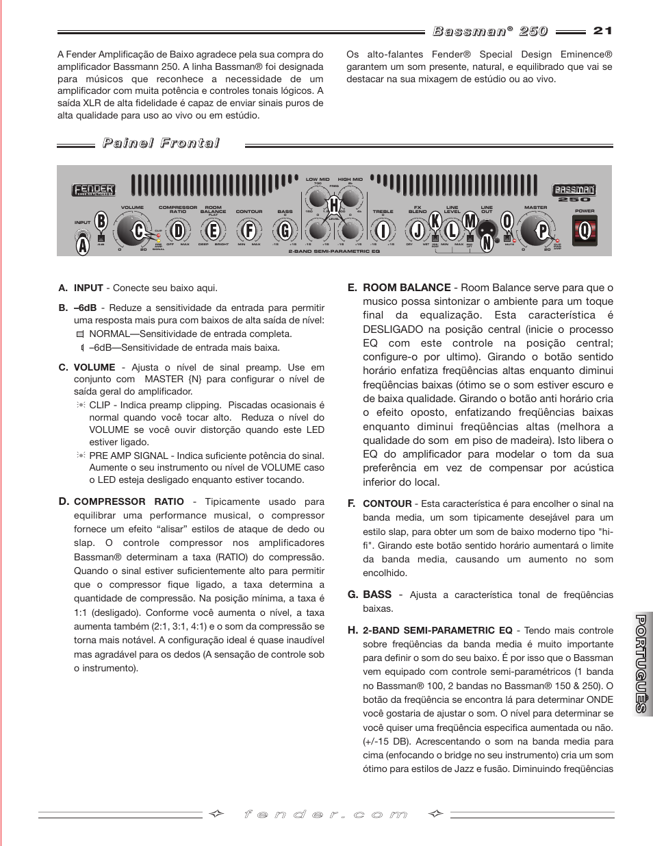Fender BASSMAN 250 User Manual | Page 21 / 28