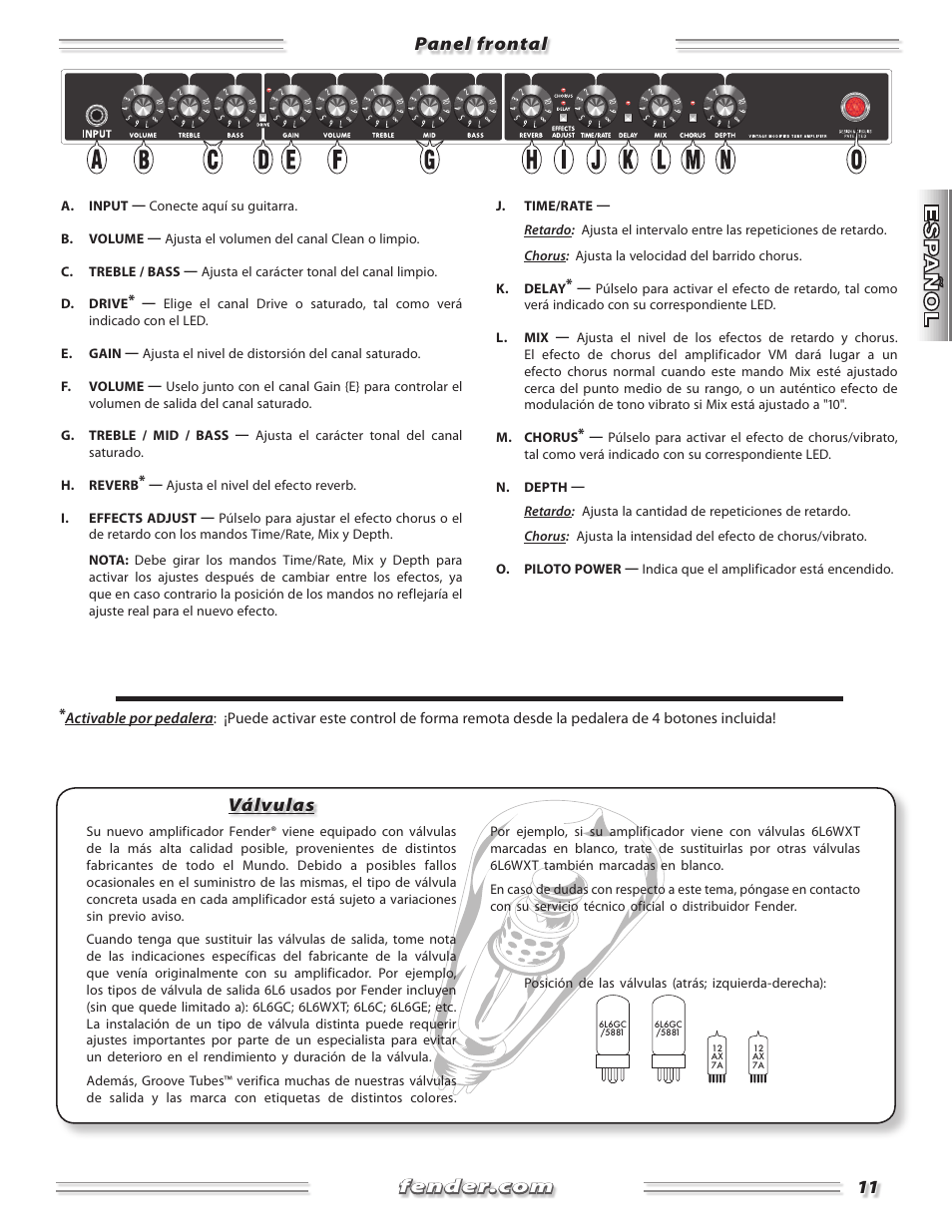 Válvulas | Fender Band-Master & Deluxe User Manual | Page 11 / 34